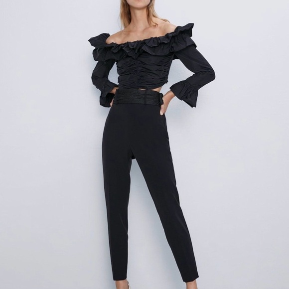 Zara Black Ruffled Blouse - Picture 3 of 4